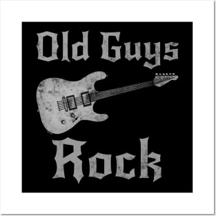 Old Guys Rock, Electric Guitar Father's Day Retirement Posters and Art